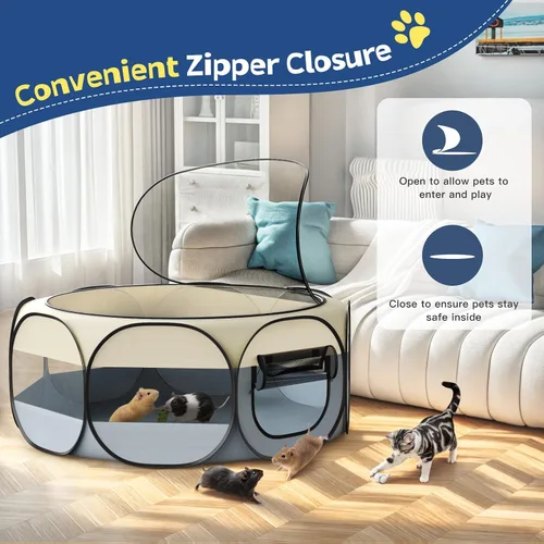 Miniatura 4 de VavoPaw Corralito para Animales Pequeños, Caja de Crianza de Pollos con Tapa Superior, Carpa de Jaula Portátil para Ejercicio al Aire Libre