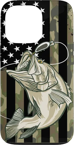 Miniatura 10 de Funda de camuflaje para iPhone 16, diseño de bandera estadounidense, pescador, pescador, camuflaje