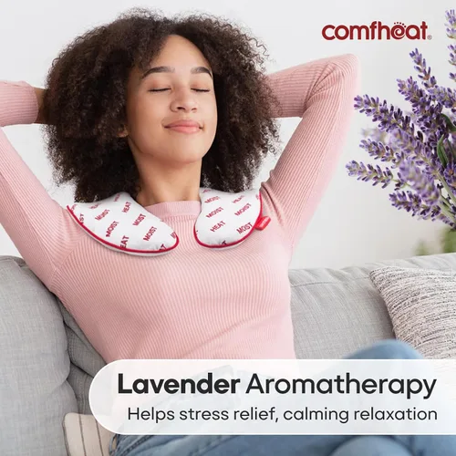Miniatura 5 de Almohada de cuello para microondas lavanda, calentable/refrigerable, para el cuello, para aromaterapia, con funda extraíble lavable, ideal
