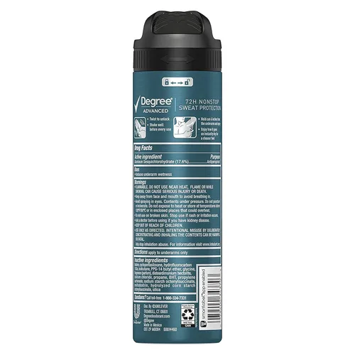 Miniatura 2 de Degree Desodorante antitranspirante para hombre, spray seco Cool Rush, desodorante de 3 unidades para hombres con tecnología MotionSense, 3.8 onzas