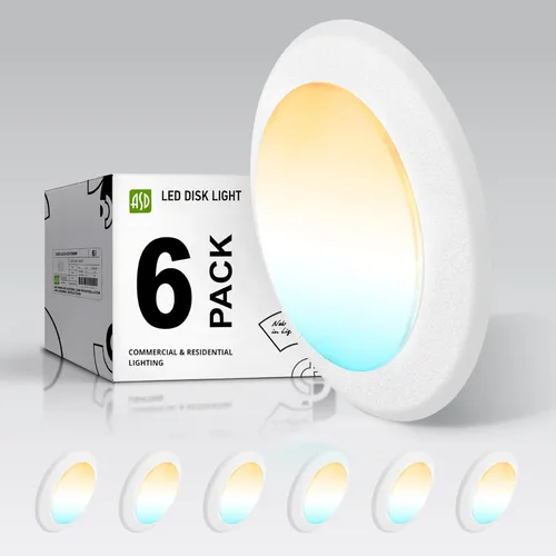 Miniatura 16 de ASD Paquete de 12 luces LED de disco de 6 pulgadas, 15 W 5000 K luz diurna 1300 LM CRI90+, luminaria empotrable regulable de techo, montaje en Blanco