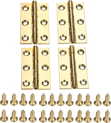 Miniatura 10 de dophee 4 mini bisagras de latón puro, bisagras plegables a tope para cajón, armario, puerta, joyero, muebles de madera, 2.5 pulgadas