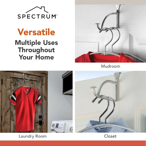 Miniatura 5 de Spectrum Diversified Soporte para colgar y gancho, extensor sobre la puerta del armario, dormitorio y lavandería, tendedero para colgar ropa, 1