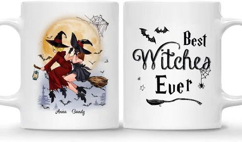 Miniatura 9 de Gossby Taza de café personalizada con texto en inglés "Always Sister", regalo personalizado para hermana con diseño, nombre, taza de Halloween