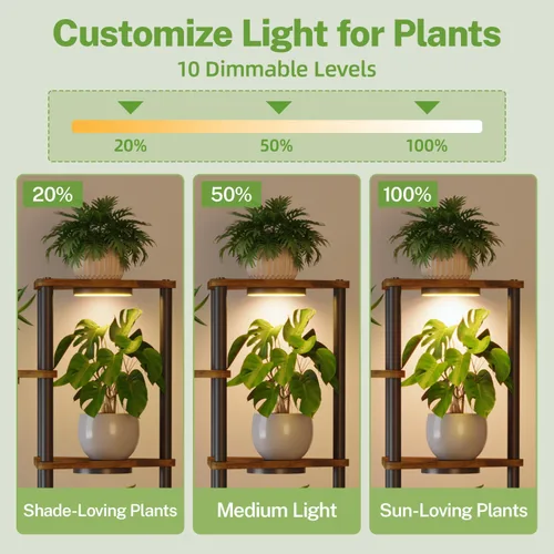 Miniatura 4 de iDavosic.ly Soporte alto para plantas con luces de cultivo para macetas grandes y resistentes, estante de flores de esquina interior de 4 niveles