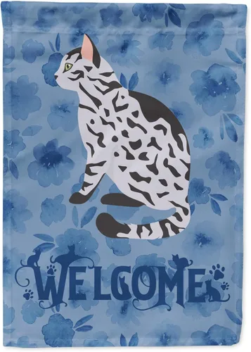 Miniatura 77 de Caroline's Treasures CK5047CHF Ojos Azules - Bandera de bienvenida con diseño de gato para casa de porche, grande, para colgar en la pared