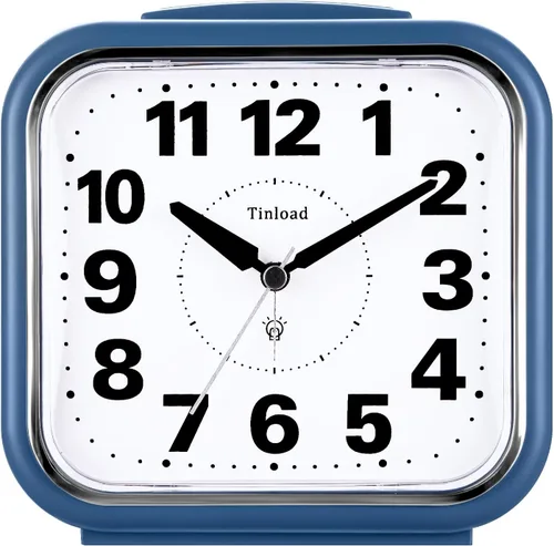 Miniatura 9 de Tinload Reloj despertador analógico grande de 14 cm sin tictac, silencioso y legible para personas mayores, fácil de configurar, alarma de aumento