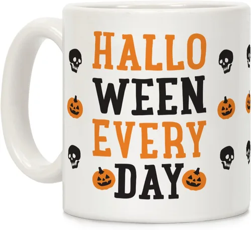 Miniatura 123 de LookHUMAN Taza de Café de Halloween – Halloween Is Meowgical Tazas, Taza de Café Espeluznante Idea de Regalos de Taza, 15 Onzas 10-Blanco