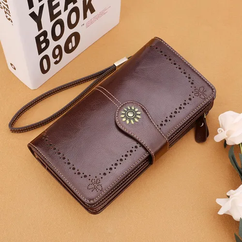 Miniatura 2 de Lavemi - Cartera de piel con bloqueo RFID para mujer, de gran capacidad, para llevarla a la muñeca