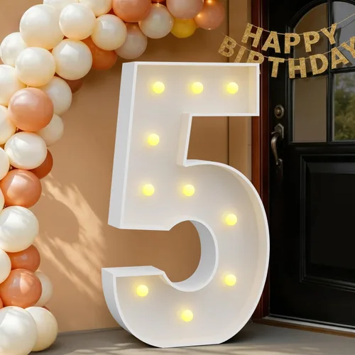 Miniatura 85 de IMPRSV Letras de mosaico iluminadas de marquesina, 4 pies para globos y fiestas, decoración de kit de arco