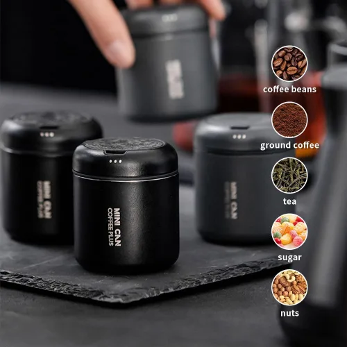 Miniatura 5 de watchget Mini recipiente de café hermético portátil para 1 taza, almacenamiento de granos de café de acero inoxidable con válvulas de liberación
