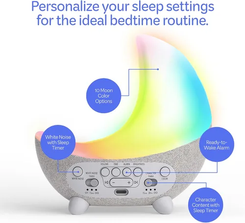 Miniatura 5 de Move2Play, Máquina de Sonido Dozi Más de 3 horas de contenido Luz nocturna Reloj despertador para niños pequeños y niños Tranquilizador Ok