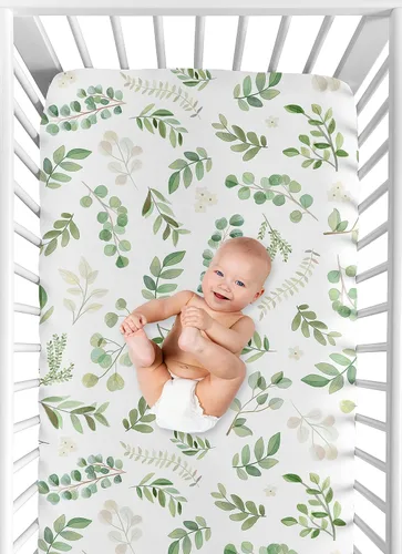 Miniatura 4 de Sweet Jojo Designs Sábana bajera para cuna de bebé 100% algodón (hojas florales bohemias) para niñas y niños, guardería infantil, habitación