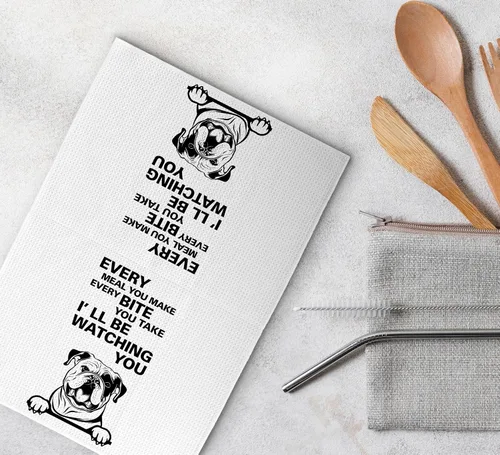 Miniatura 4 de Cada comida que haces cada bocado que tomas toallas de cocina, toallas de té divertidas, decoración de bulldog inglés, toallas de cocina decorativas