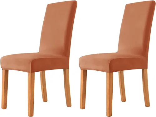 Miniatura 51 de Velvet Chair Covers Beige Gray, Stretch Dining Room Chair Covers 2 Pack, Super Fit Dining Chairs Slipcovers Spandex Washable Kitchen Parson Chair