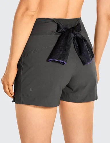 Miniatura 2 de CRZ YOGA Pantalones cortos de senderismo ligeros de tiro medio para mujer, 4 pulgadas, elásticos, atléticos, de verano, viajes, al aire libre