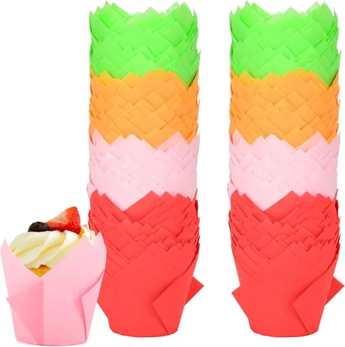 Neyimqr - 120 forros de tulipanes para cupcakes para hornear, papel pergamino de grado alimenticio para magdalenas, revestimientos estándar para