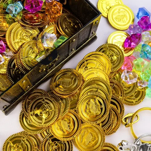 Miniatura 6 de AEVBSOY Cofre del Tesoro Pirata Juguetes Almacenamiento para Niños Cofre del Tesoro Pirata Caja del Tesoro Aventurera con Candado Caja de Cofre