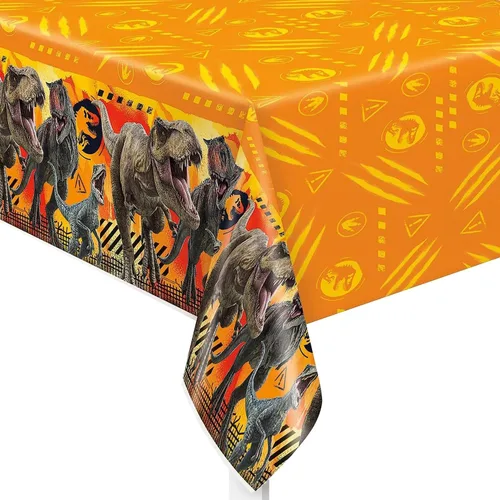 Mantel rectangular de plástico multicolor Jurassic World 3 (54 x 84 pulgadas), 1 unidad, diseño vibrante, perfecto para celebraciones de cumpleaños