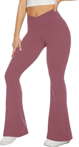 Miniatura 74 de TNNZEET Leggings acampanados negros para mujer, pantalones de yoga cruzados con bolsillos, corte de bota, leggings acampanados