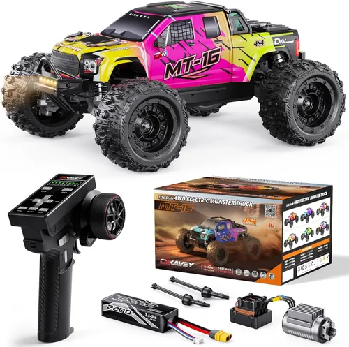 Miniatura 14 de 1/16 80km/h Camión RC sin escobillas 4WD, Coches de control remoto todo terreno actualizables con batería 3S, Camión RC todoterreno rápido Rojo