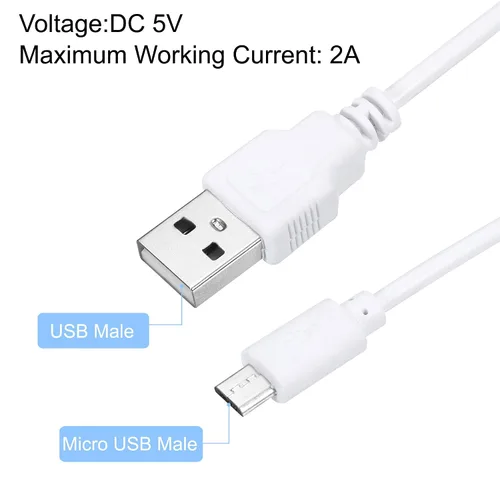 Miniatura 3 de MECCANIXITY Cable USB con interruptor de encendido/apagado 501, USB macho a micro USB macho cable de alimentación de 39.4 in para equipo digital LED