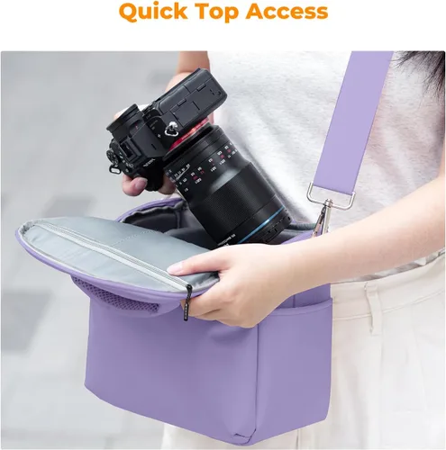 Miniatura 2 de K&F CONCEPT Bolso de bandolera para cámara pequeño estuche cruzado para cámara DSLR/SLR/Cute compacto Bolsos de hombro para fotografía