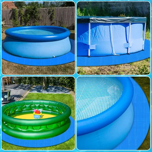 Miniatura 7 de Boao Almohadilla de revestimiento de piscina de 12 pies para piscinas sobre el suelo, lona para proteger la piscina inflable, tela debajo del suelo
