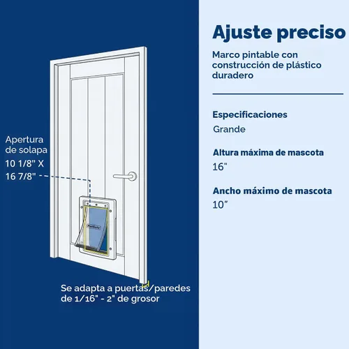 Miniatura 3 de Puerta para mascotas PetSafe de plástico - Fácil instalación para puertas de madera, PVC, metal y paneladas - Marco de plástico resistente a