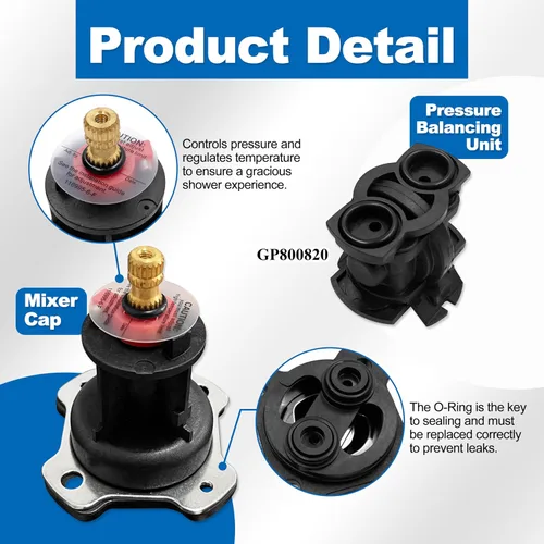 Miniatura 5 de GP876851 Kit de tapa mezcladora y unidad de equilibrio de presión, compatible con válvulas de ducha Kohler K-304 y K-11748 Las plataformas incluyen