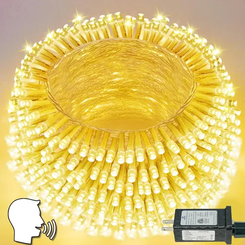 Miniatura 33 de Guirnalda de 100 luces LED conectables para interiores y exteriores, luces de Navidad blancas cálidas de 33 pies, impermeables, 13 modos