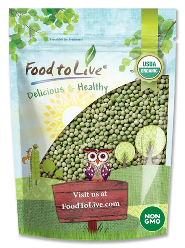 Food to Live Guisantes verdes secos enteros orgánicos, 8 onzas, sin OMG, vainilla verde, germinable, vegano, kosher, a granel. Necesita remojo