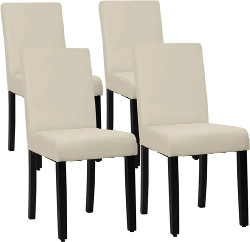 PayLessHere Juego de 4 sillas de comedor de diseño elegante y moderno, tapizadas de tela, color beige