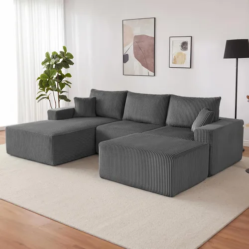 Miniatura 19 de Sofá modular de 108 pulgadas, sofá modular de nube con asiento profundo, moderno sofá modular en forma de L con diván, sofás tapizados sin hueso