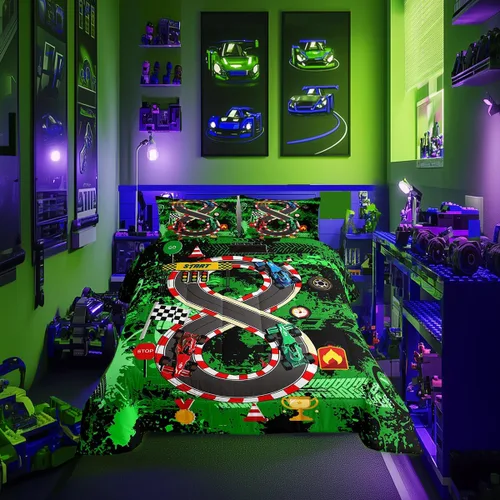 Miniatura 39 de Juegos de Edredón de Bombero Tamaño Twin para Niños, Adultos y Adolescentes, Juego de Ropa de Cama con Patrón de Insignia de Bombero y Llama