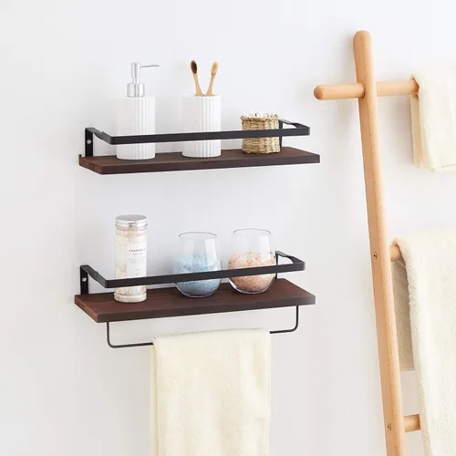 Miniatura 7 de Coral Flower Estantes flotantes montados en la pared para cocina, baño, juego de 2, 16.1 pulgadas, negro carbonizado