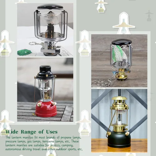 Miniatura 6 de 40 piezas de manto de linterna de propano accesorios de linterna de campamento, manto de lámpara de gas, cubiertas de linterna de gas, manto