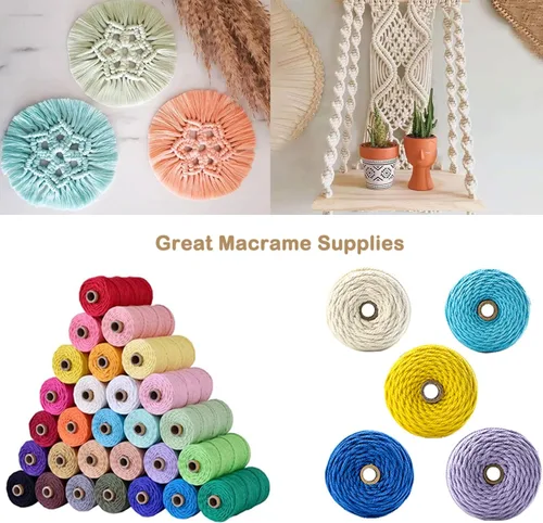 Miniatura 3 de Cuerda de algodón para macramé, de 0.11 pulgadas x 109 yardas, cuerda de macramé natural marrón, suministros perfectos de algodón para hacer