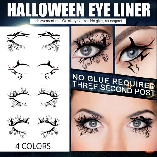 Miniatura 7 de Pegatinas temporales de tatuaje de telaraña de Halloween, sombra de ojos, delineador de ojos, maquillaje de ojos para mujeres y niñas, fiesta
