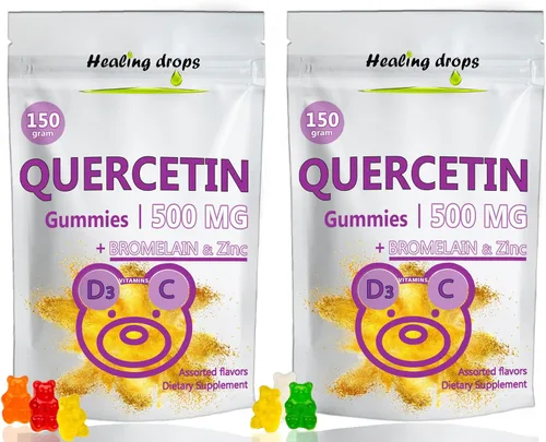 Miniatura 7 de Gomitas de quercetina con bromelina – Vitamina C + Zinc + Vitamina D3 – Quercetina 500 mg Gummies para niños y adultos