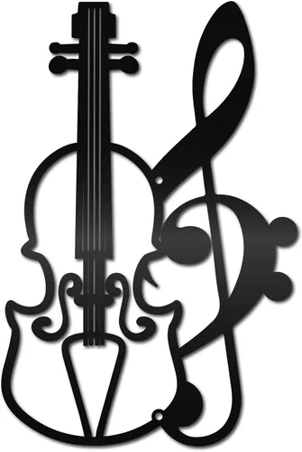 Miniatura 13 de CREATCABIN Notas musicales de metal para decoración de pared, letreros de pared negros para colgar en hierro, escultura de adorno de metal
