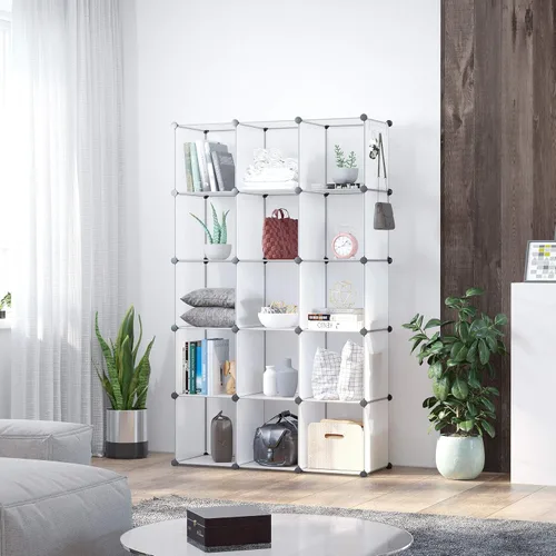 Miniatura 5 de C&AHOME Organizador de almacenamiento de cubos, estantes de 16 cubos, cubos de almacenamiento de plástico, organizador de armario de bricolaje