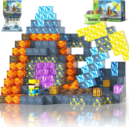 Miniatura 13 de Bloques Magnéticos - Construye Mi Mundo Magnético Edición Espada, Espada de Mina, Cavernas, Bloques de Construcción Magnéticos, Juguetes de Espada