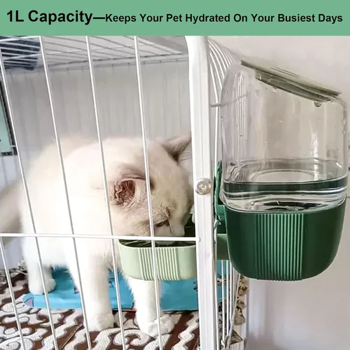 Miniatura 2 de Botella de agua de conejo de 35 onzas, dispensador de agua automático para colgar para mascotas para hurones, conejillos de indias, chinchilla, Verde
