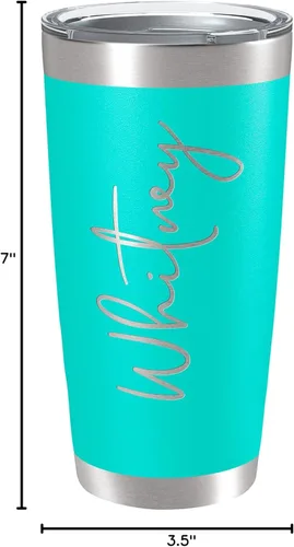 Miniatura 10 de Vasos personalizados, vaso de acero inoxidable de 20 onzas con tapa Tazas personalizadas de doble pared aisladas para café y viajes - Azul verdoso