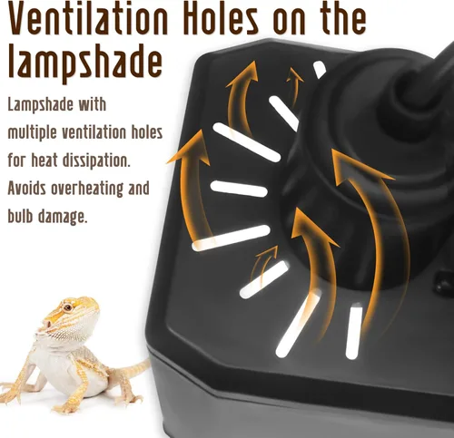 Miniatura 4 de Lámpara de cúpula profunda 2 en 1 para reptiles, lámpara de iluminación de calor de reptiles con encendido/apagado individual para terrarios