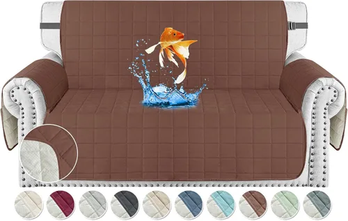 Miniatura 32 de MAXIJIN Fundas impermeables para sofá de 3 cojines, aptas para mascotas, fundas acolchadas para sofá de 69 pulgadas, lavables, protector de sofá