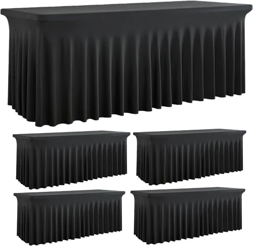 Miniatura 43 de Outpain - 4 paquetes de mantel de elastano de 6 pies para mesas plegables estándar - Mantel de mesa rosa bebé, protector de mesa para fiesta, boda