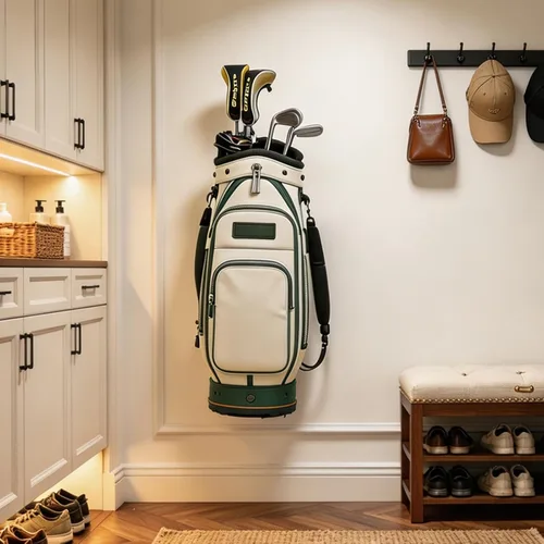 Miniatura 3 de BiJun Almacenamiento de bolsas de golf, soporte para bolsa de golf, soporte organizador de almacenamiento para bolsa de golf de montaje en pared