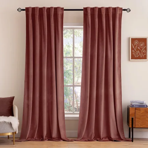 Miniatura 63 de MIULEE Cortinas de terciopelo de 84 pulgadas de largo, juego de 2 paneles para dormitorio, con pestaña trasera plisada, de lujo, aislamiento